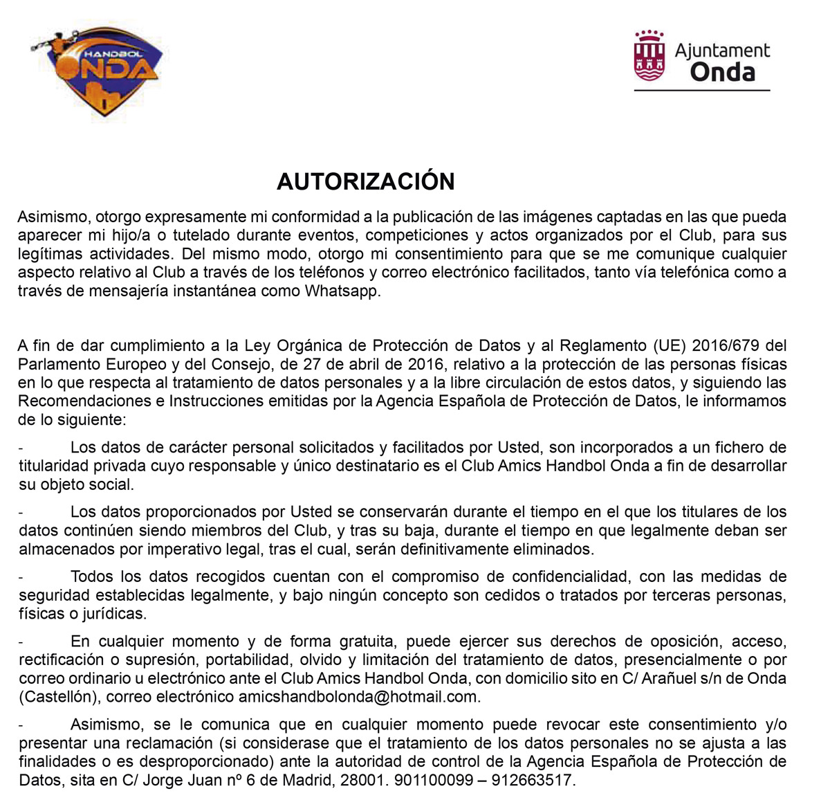 Imagen Autorización Menores